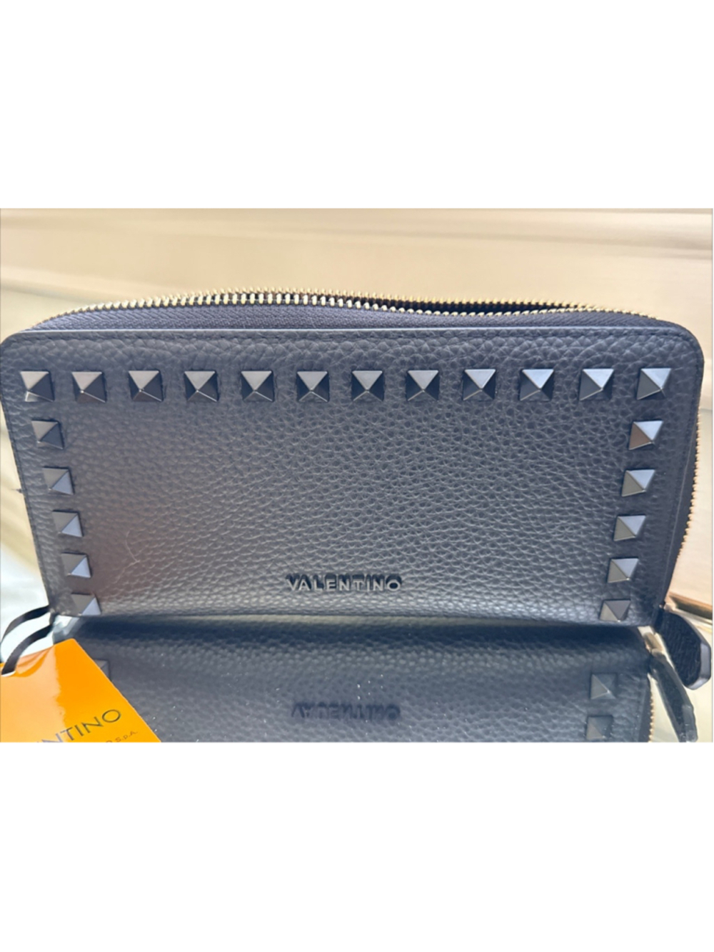 Valentino Black Leather Continental Wallet Studded NWT